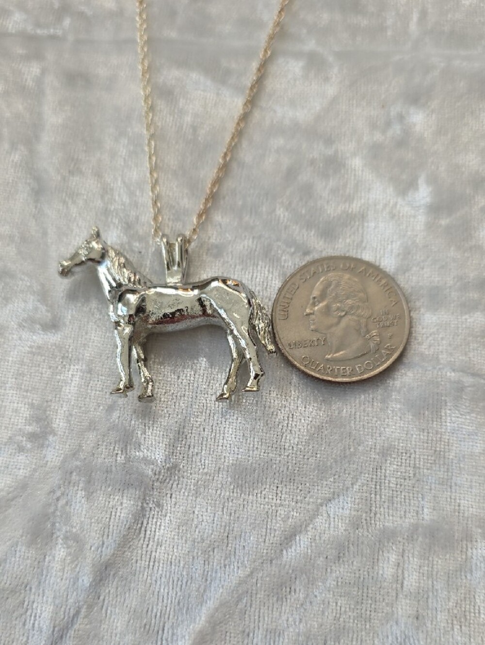 Silver Horse Pendant Necklace for Women - Shiny Silver Equine Charm* - Picture 6 of 9
